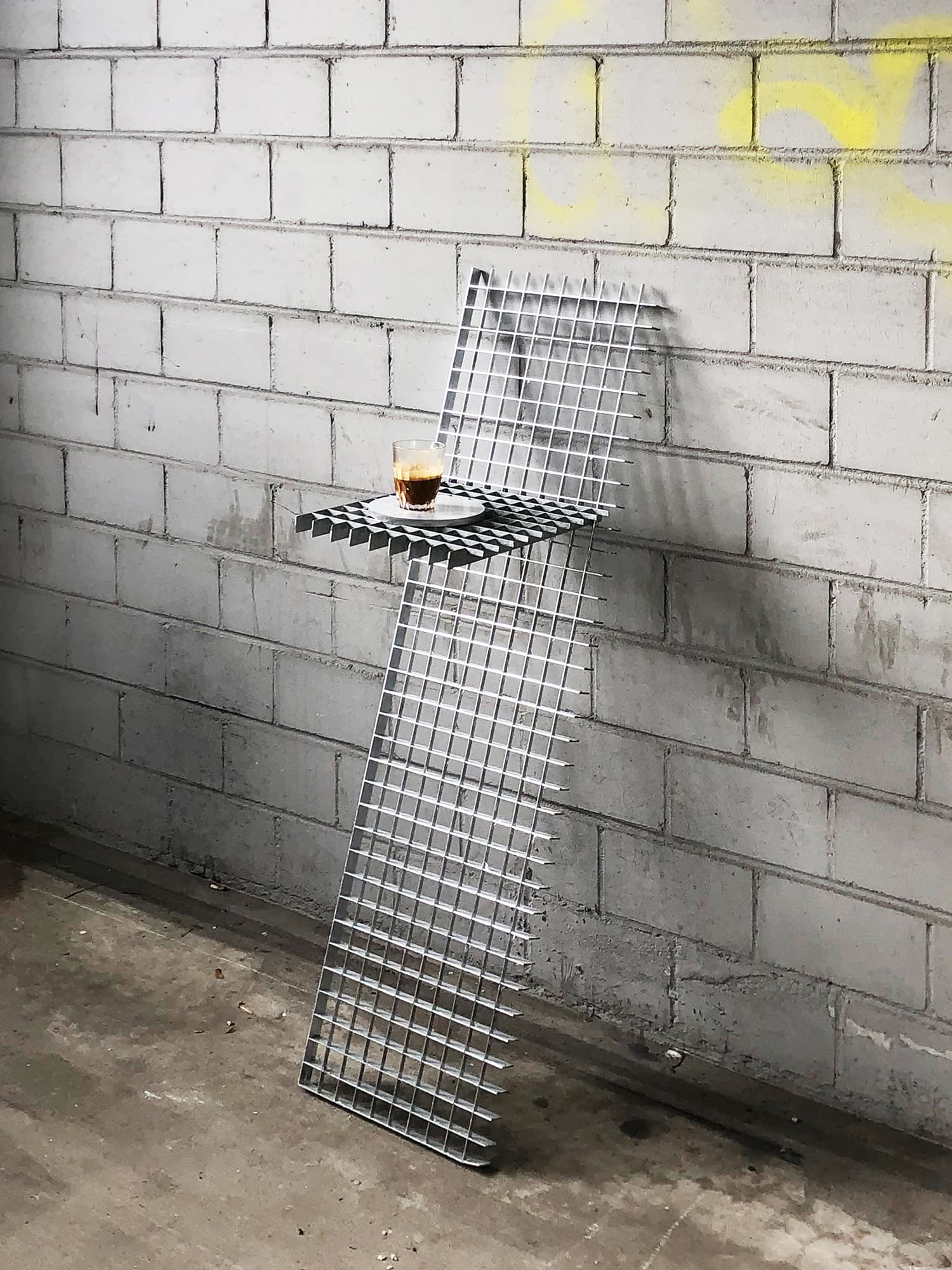 Coffee postament is a galvanised steel furniture piece